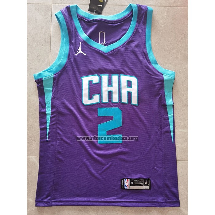 Camiseta Charlotte Hornets LaMelo Ball NO 2 Statement Edition Violeta